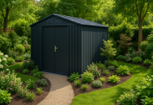 A praktikum és a dizájn találkozása: A fém kerti ház, mint a kert dísze