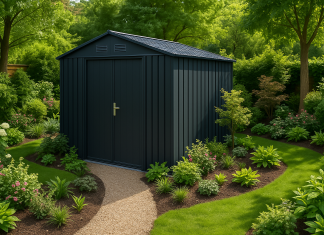 A praktikum és a dizájn találkozása: A fém kerti ház, mint a kert dísze